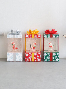 크리스마스 장식 선물상자 워터볼 오르골 - 3color